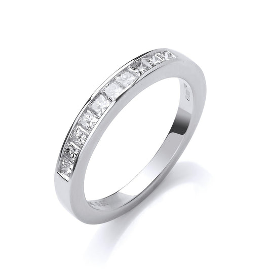18ct White Gold 0.50ct Princess Cut Diamond Half Eternity Ring - FJewellery