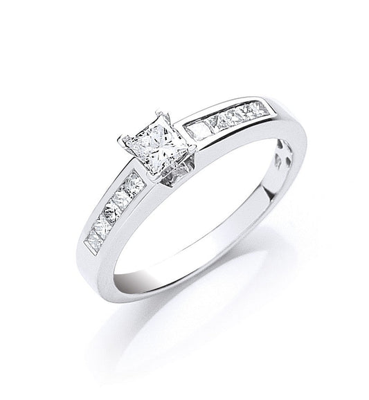 18ct White Gold 0.50ct Princess Cut Diamond Ring - FJewellery