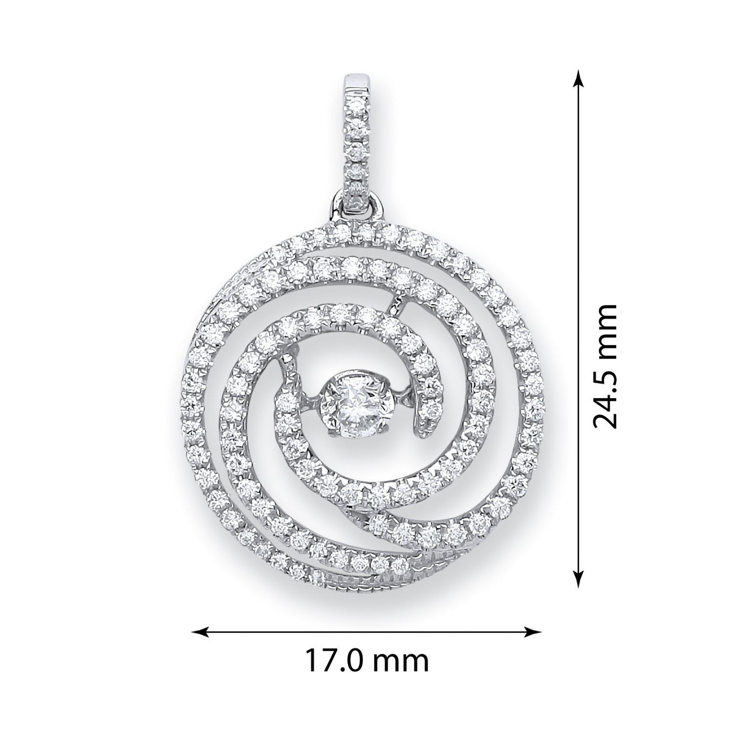 18ct White Gold 0.60ct Dancing Diamond Drop Pendant - FJewellery