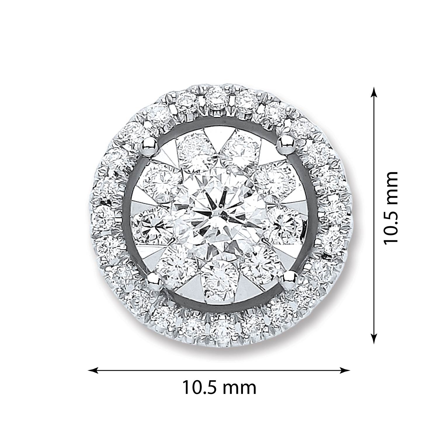 18ct White Gold 0.60ct Diamond Cluster Pendant - FJewellery