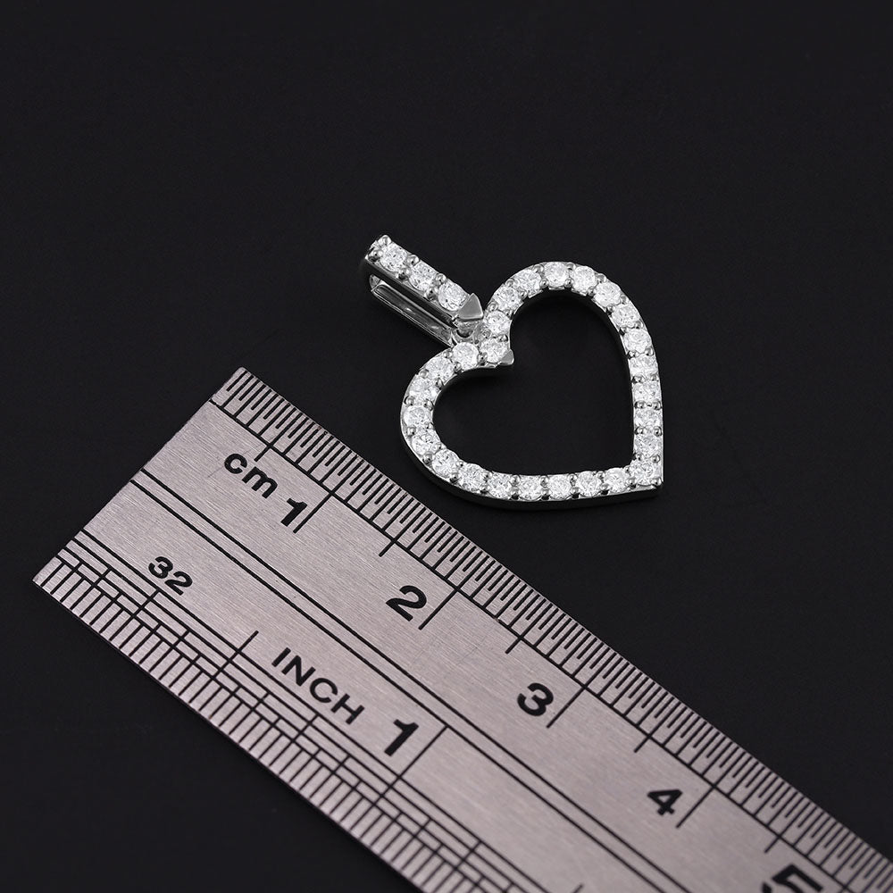 18ct White Gold 0.60ct H-SI Diamond Drop Heart Pendant - FJewellery