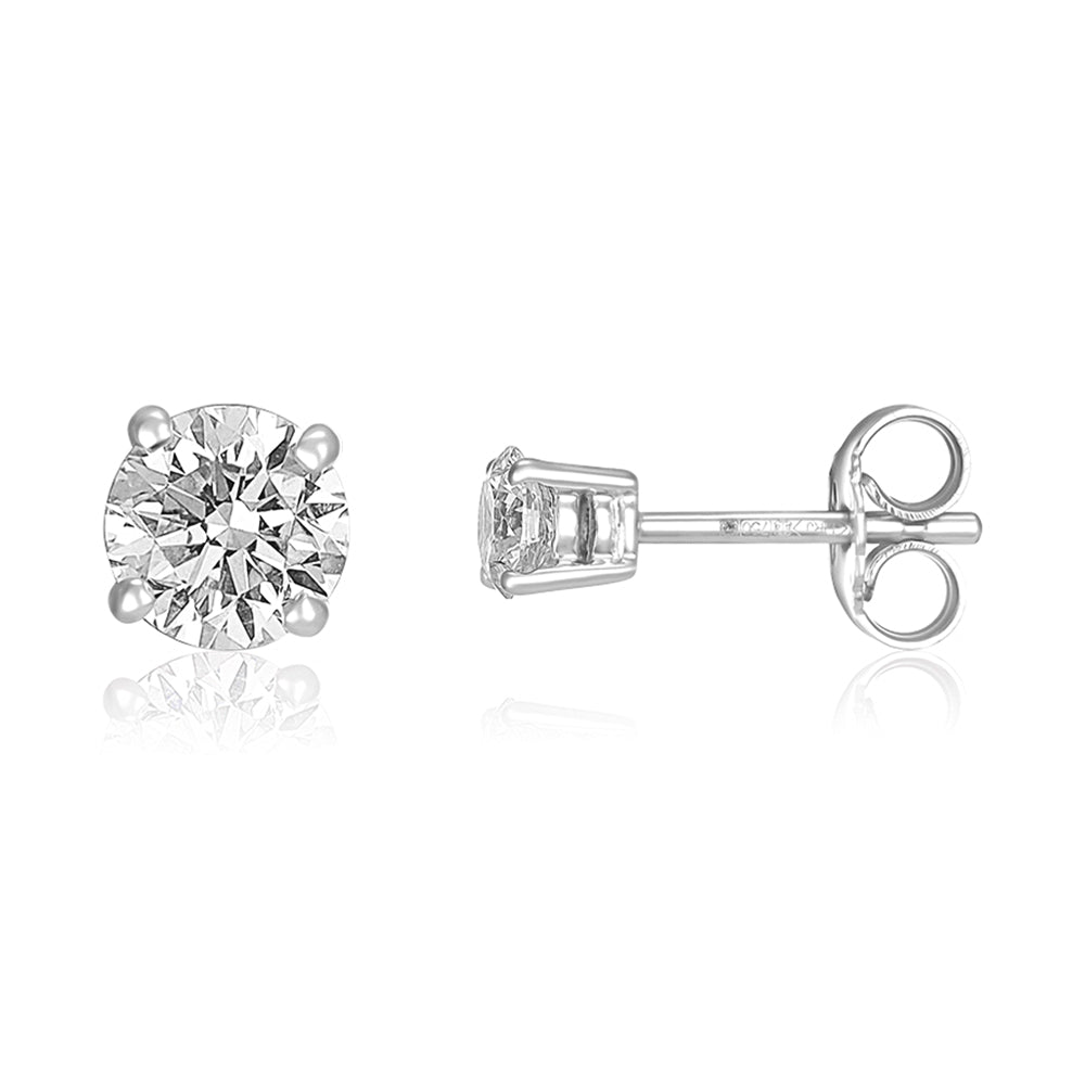 18ct White Gold 0.60ctw Claw Set Diamond Stud Earrings - FJewellery