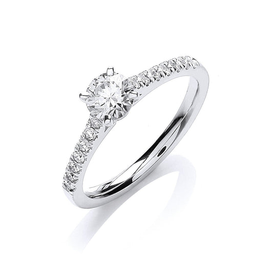 18ct White Gold 0.70ct Certificated Diamond Engagement Ring - FJewellery