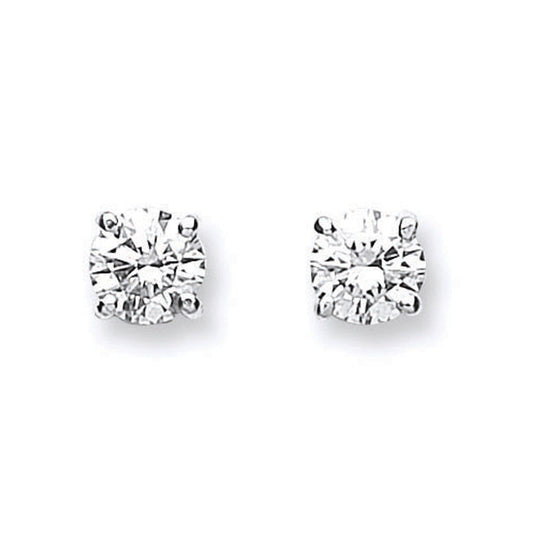 18ct White Gold 0.70ct Claw Set Diamond Stud Earrings - FJewellery