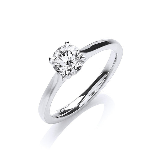 18ct White Gold 0.70ct Diamond Certificated Engagement Ring - FJewellery