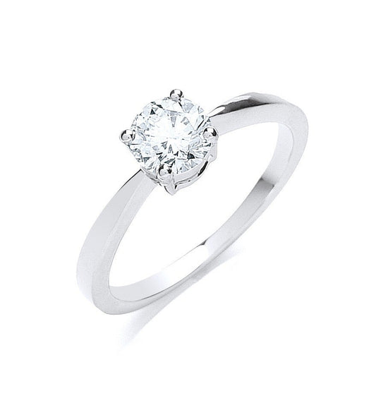18ct White Gold 0.70ct Diamond Solitaire Engagement Ring - FJewellery