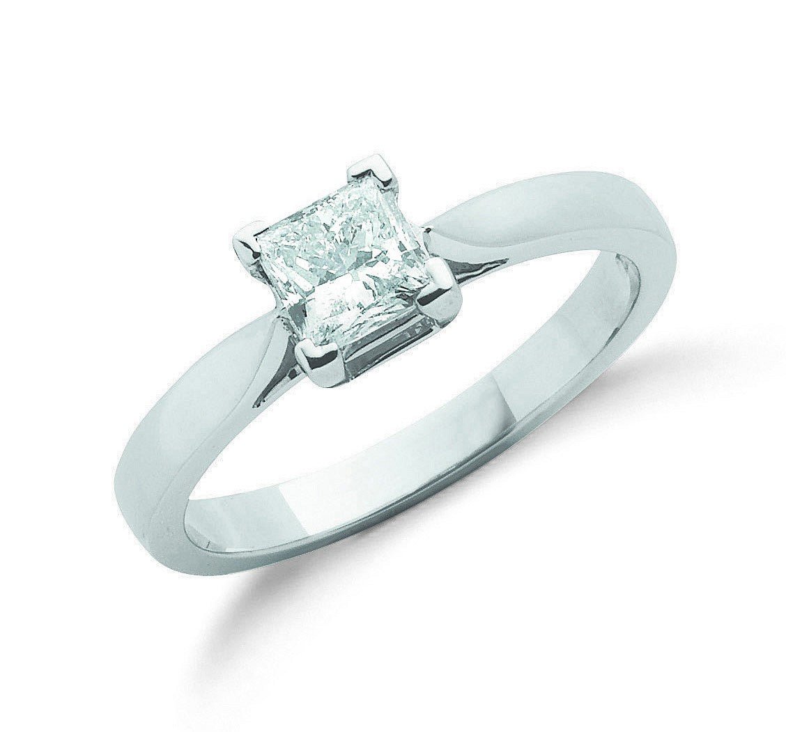 18ct White Gold 0.70ct Princess Cut Diamond Engagement Ring - FJewellery