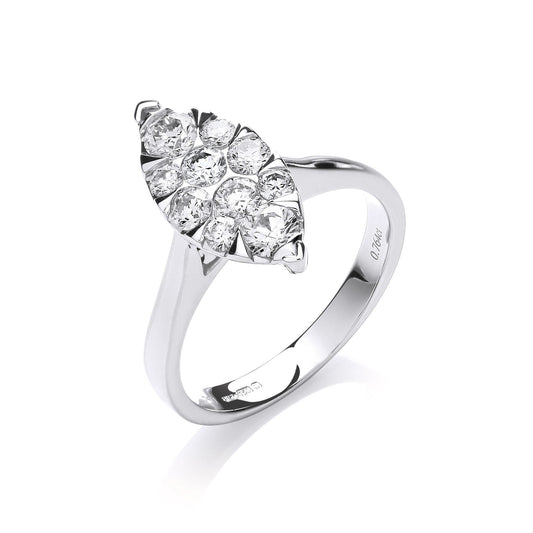 18ct White Gold 0.75ct Diamond Dress Ring - FJewellery