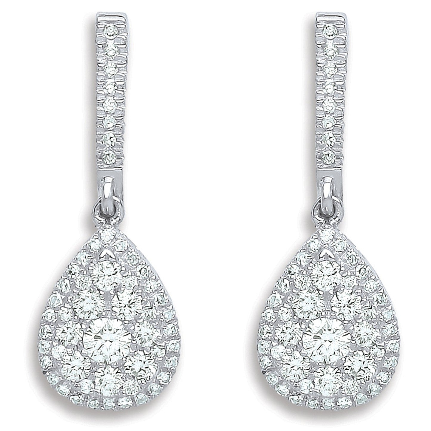 18ct White Gold 0.75ct Diamond Drop Earrings - FJewellery