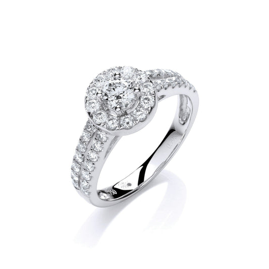 18ct White Gold 0.75ct H-SI Diamond Fancy Ring - FJewellery
