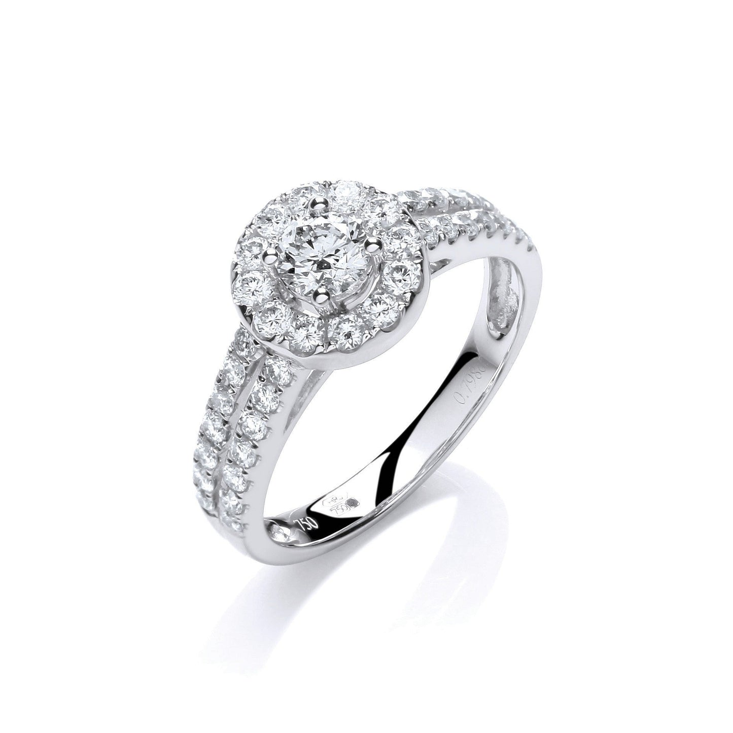 18ct White Gold 0.75ct H-SI Diamond Fancy Ring - FJewellery