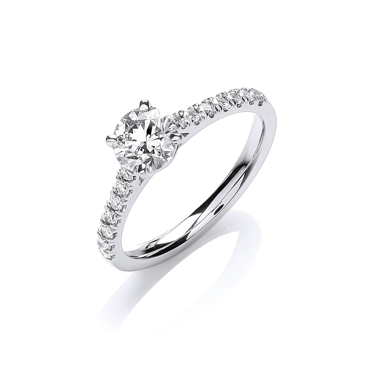 18ct White Gold 0.90ct Diamond Certificated Engagement Ring - FJewellery