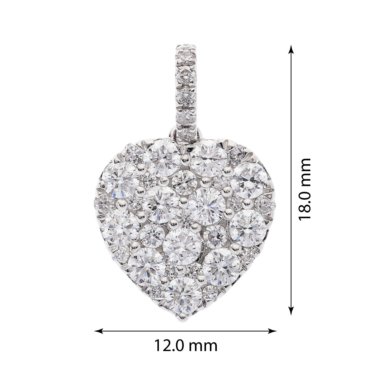 18ct White Gold 0.93ct Brilliant Cut Diamond Heart Pendant - FJewellery