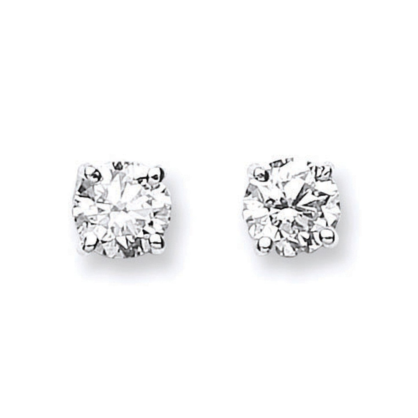 18ct White Gold 1.00ct Claw Set Diamond Stud Earrings - FJewellery