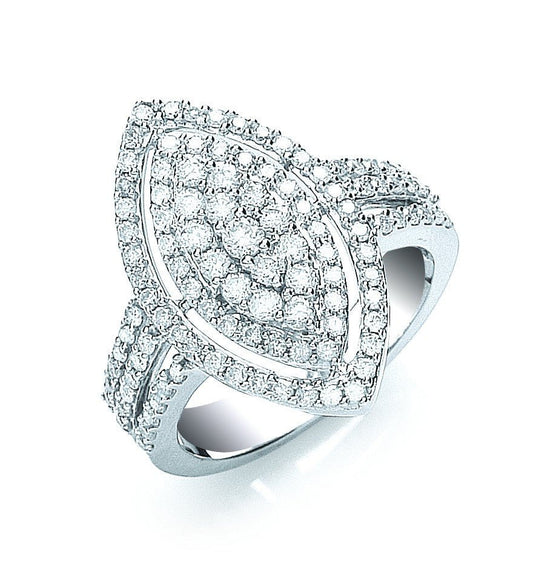 18ct White Gold 1.00ct Cluster Diamond Ring - FJewellery