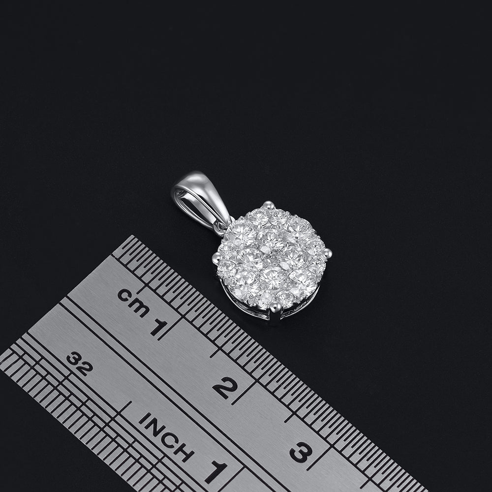 18ct White Gold 1.00ct Diamond Cluster Pendant - FJewellery