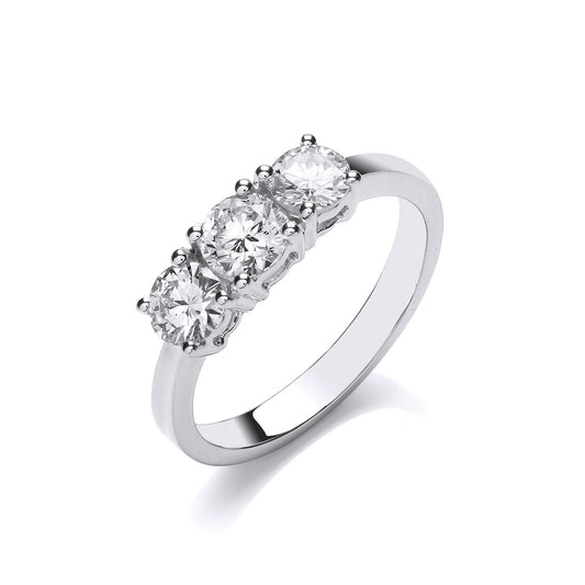 18ct White Gold 1.00ct Diamond Trilogy Ring - FJewellery