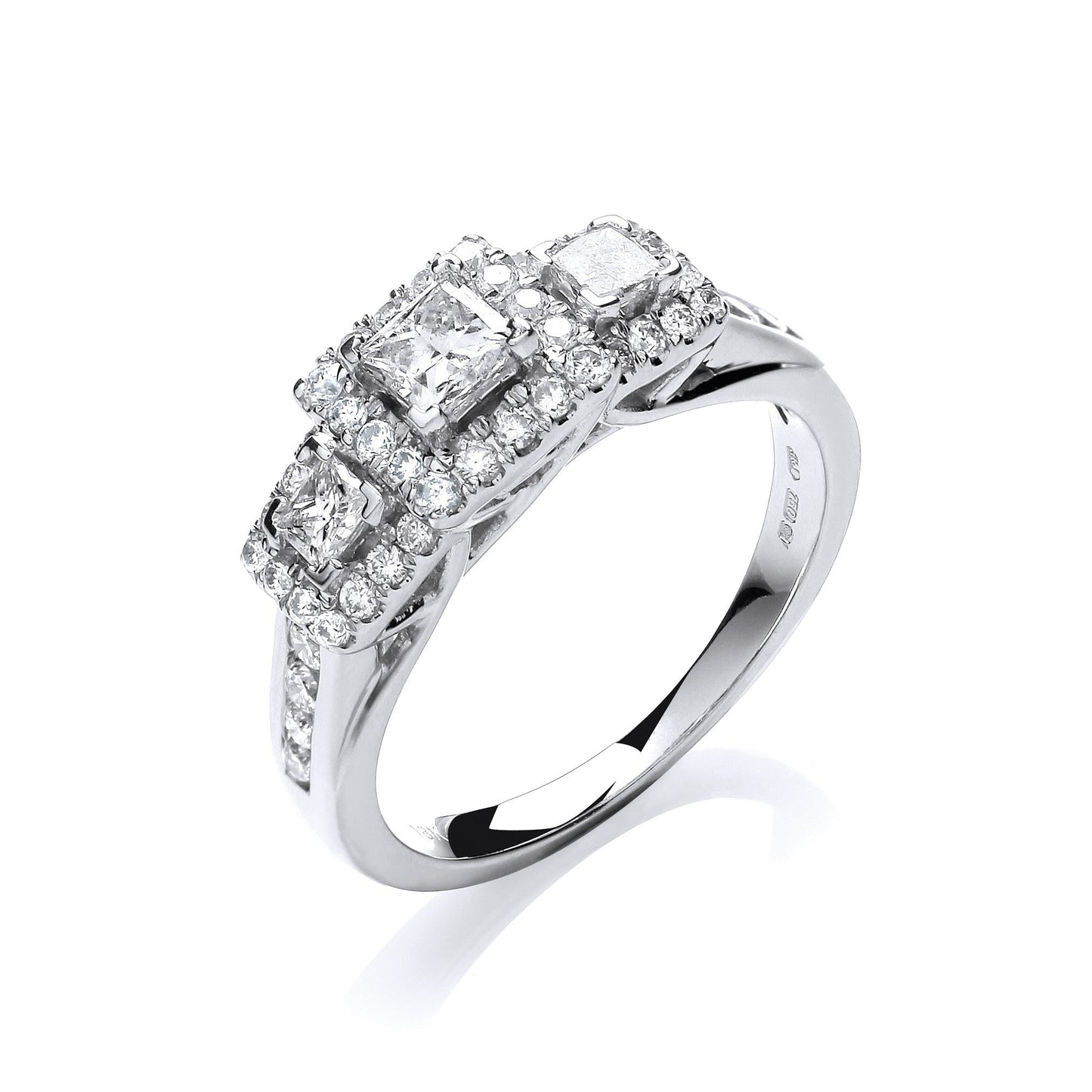 18ct White Gold 1.00ct Three Stone Style Diamond Ring - FJewellery