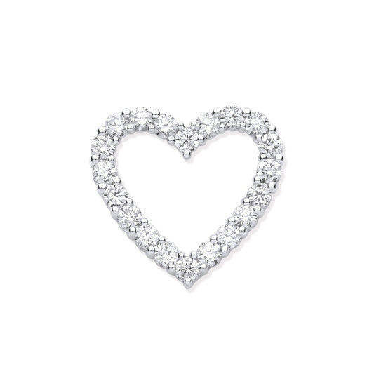 18ct White Gold 1.01ct Diamond Heart Shaped Drop Pendant - FJewellery