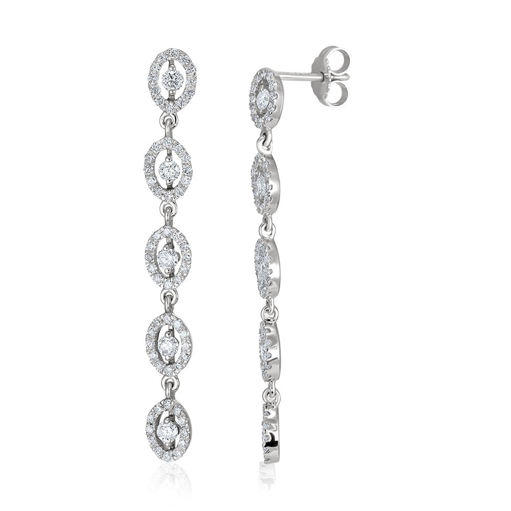 18ct White Gold 1.25ct Diamond Drop Earrings - FJewellery