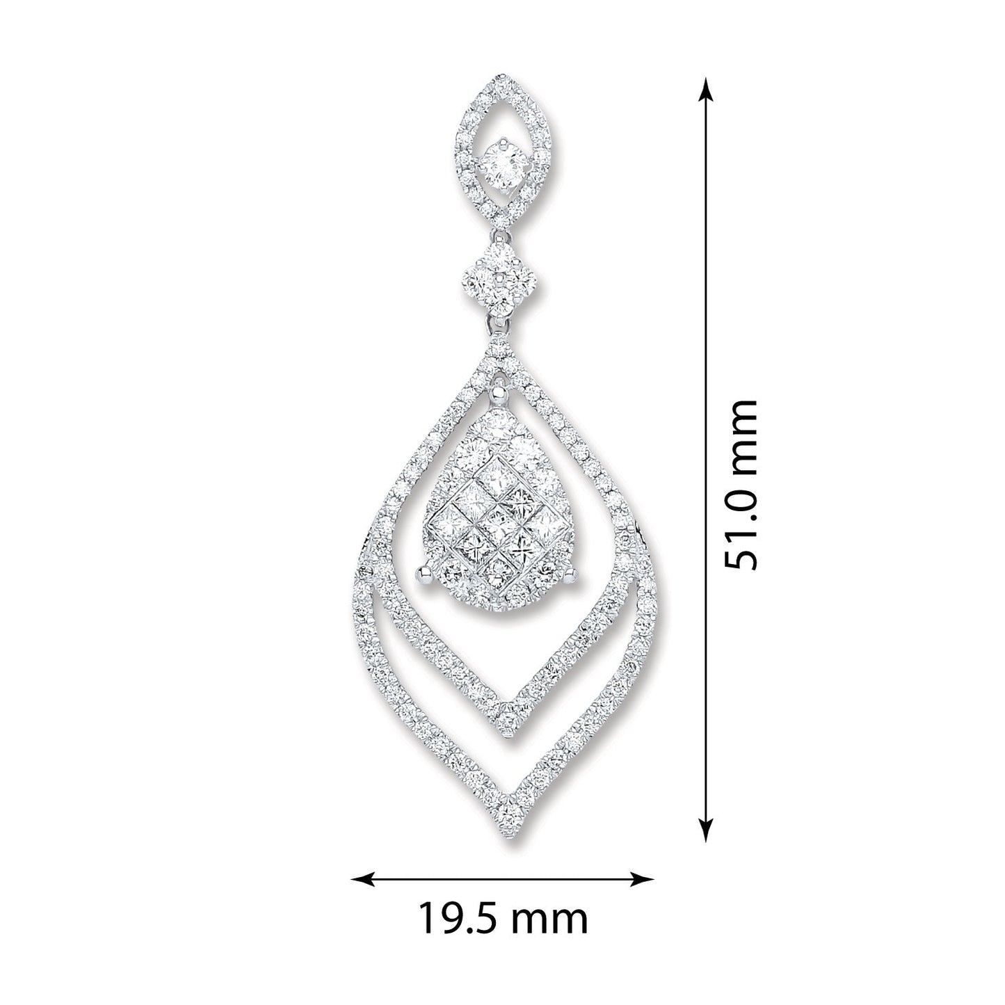 18ct White Gold 1.60ct Diamond Drop Pendant - FJewellery