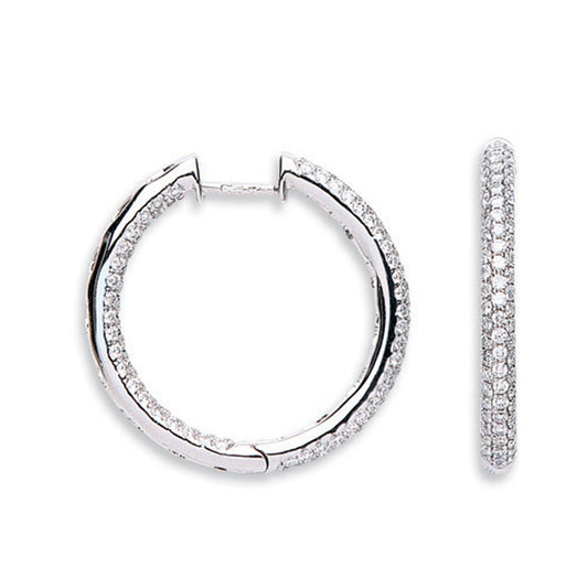 18ct White Gold 1.60ct Diamond Hoop Earrings - FJewellery