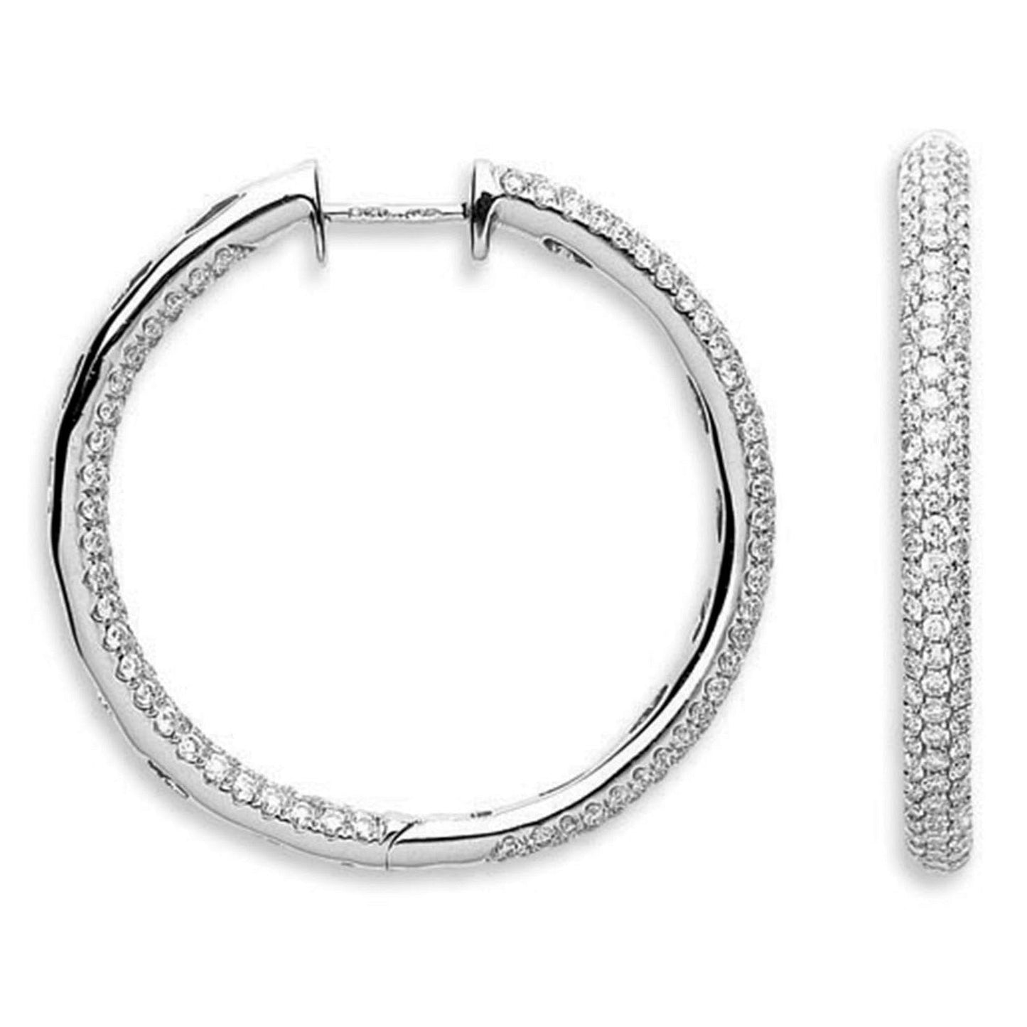 18ct White Gold 2.30ct Diamond Hoop Earrings - FJewellery