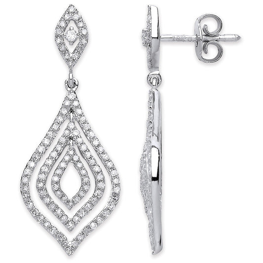 18ct White Gold And 0.75ct Diamond Drop Earrings - FJewellery