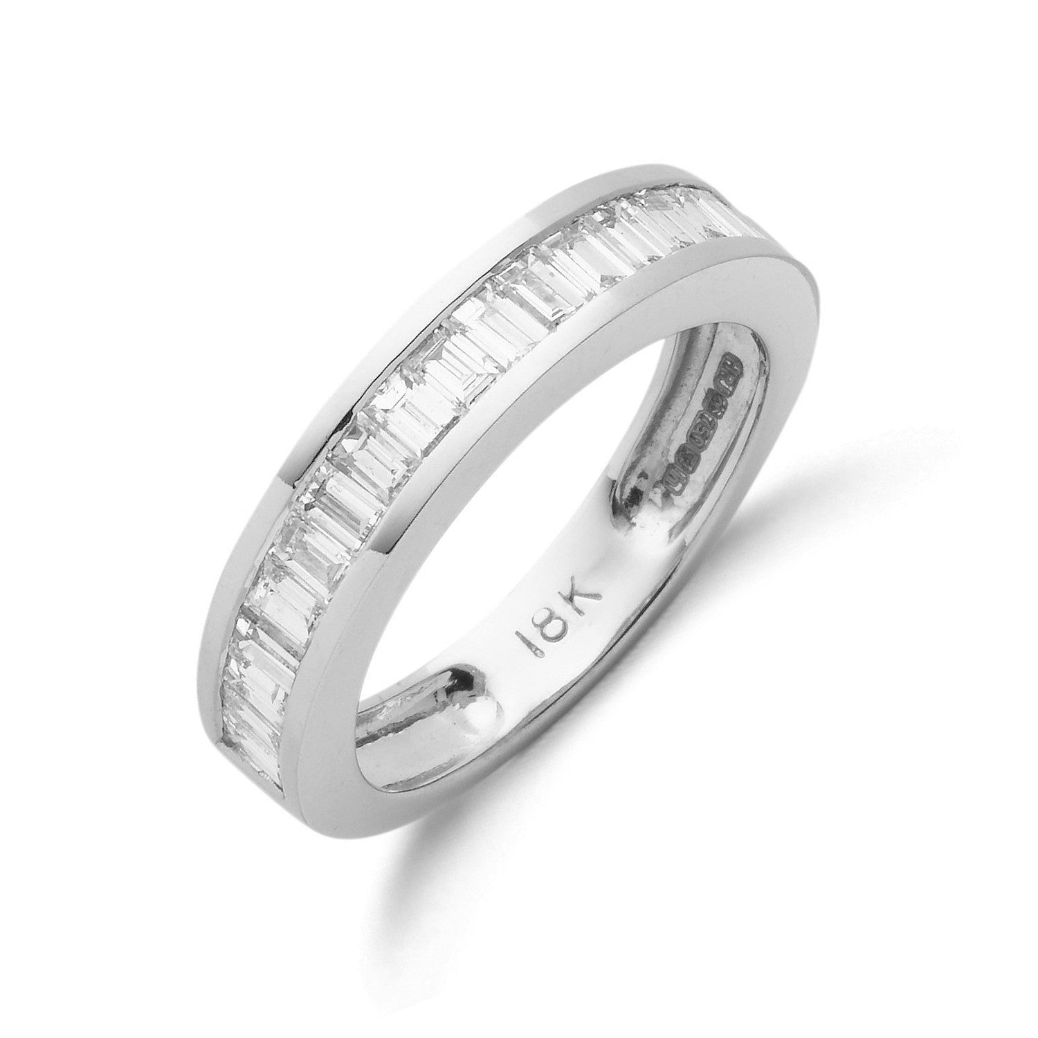 18ct White Gold Baguette Cut Diamond Half Eternity Ring - FJewellery
