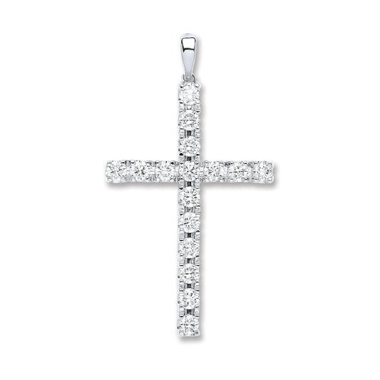 18ct White Gold Classic Cross Diamond - FJewellery