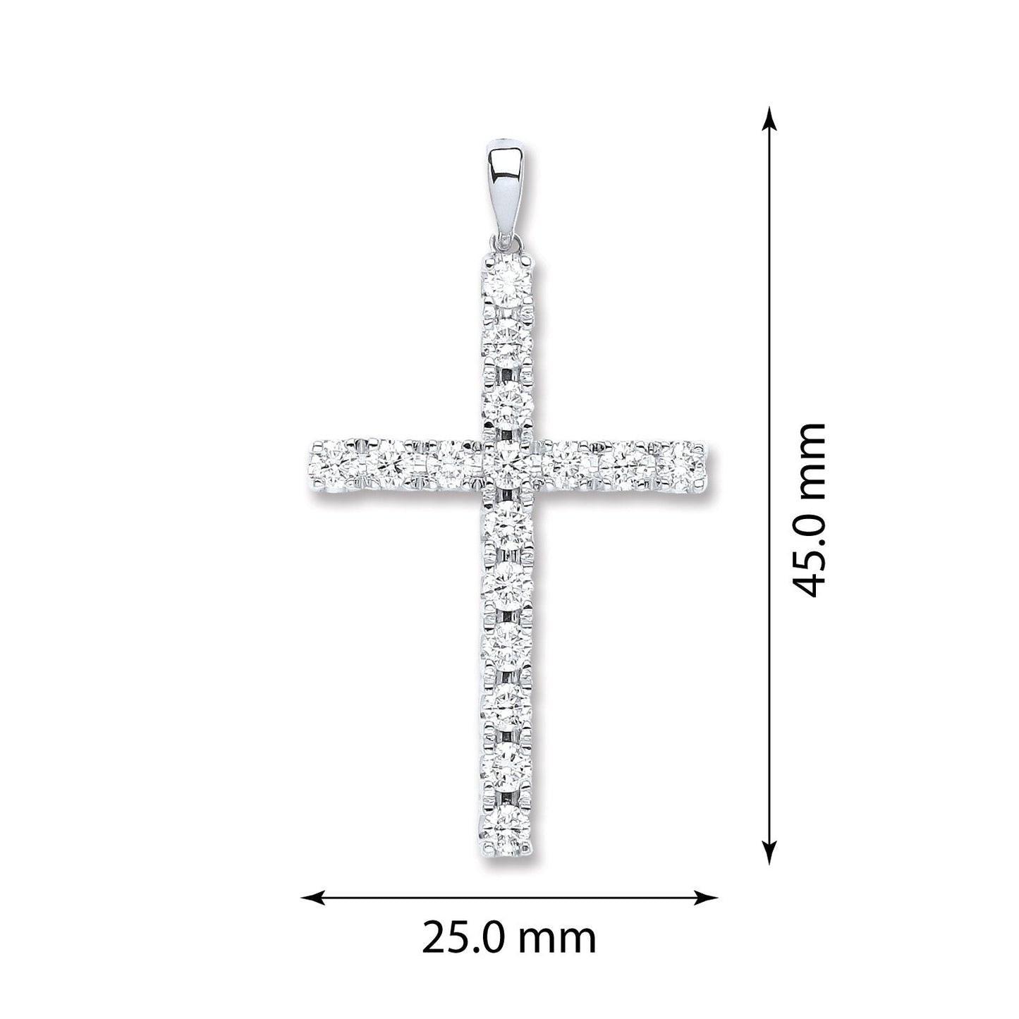 18ct White Gold Classic Cross Diamond - FJewellery