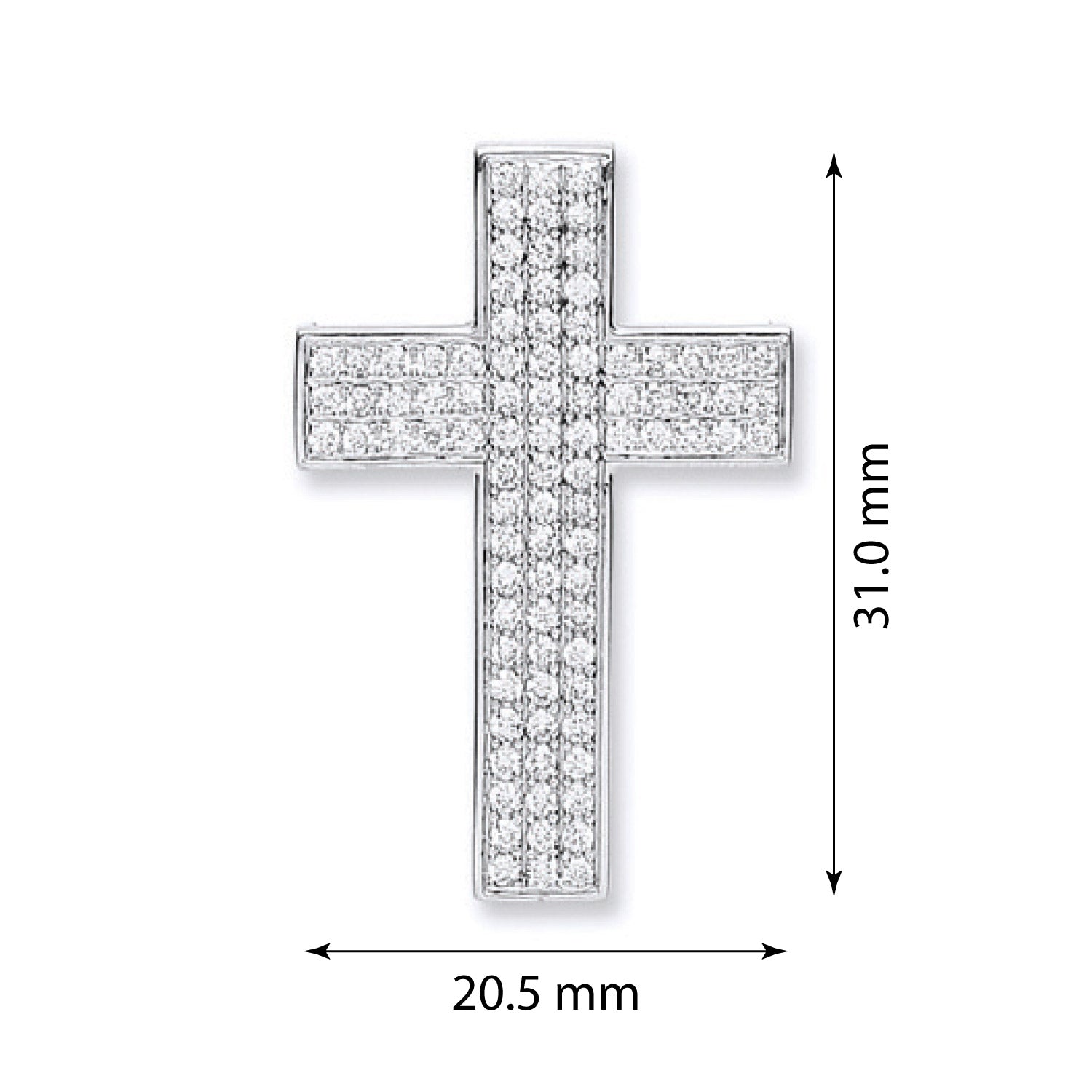 18ct White Gold Diamond Cross 31mm - FJewellery