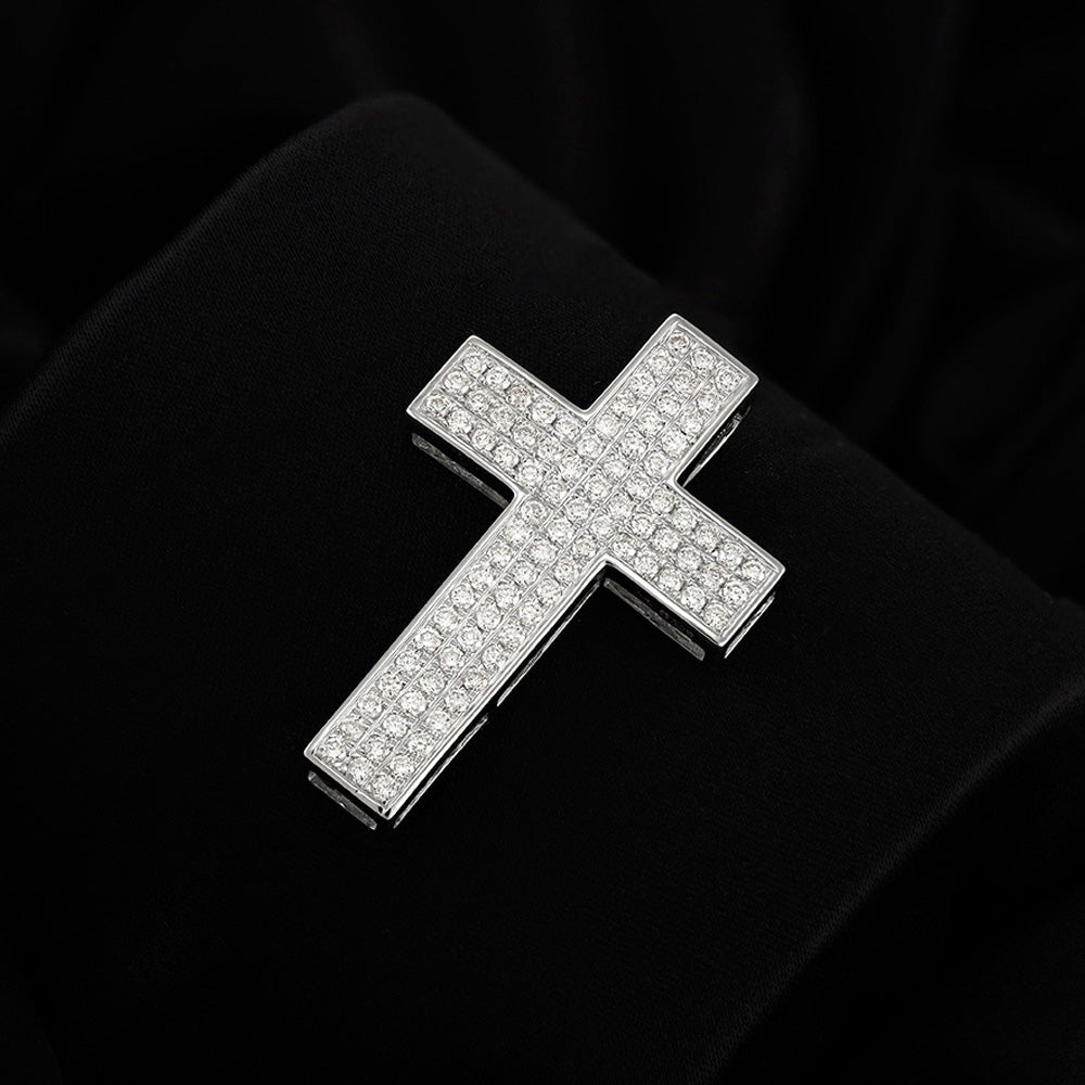 18ct White Gold Diamond Cross 31mm - FJewellery