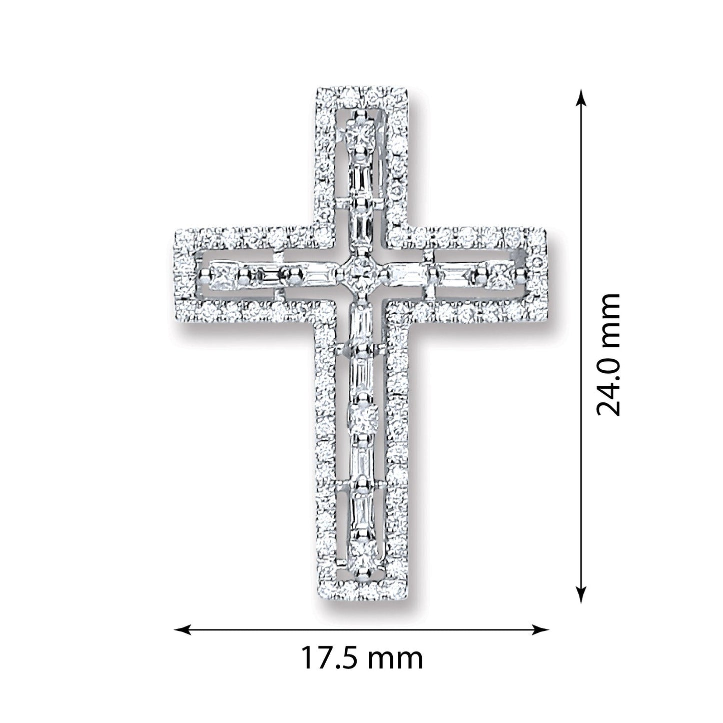 18ct White Gold Diamond Cross Pendant - FJewellery