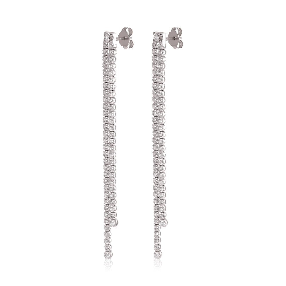 18ct White Gold Double Row 0.50ctw Drop Earrings - FJewellery