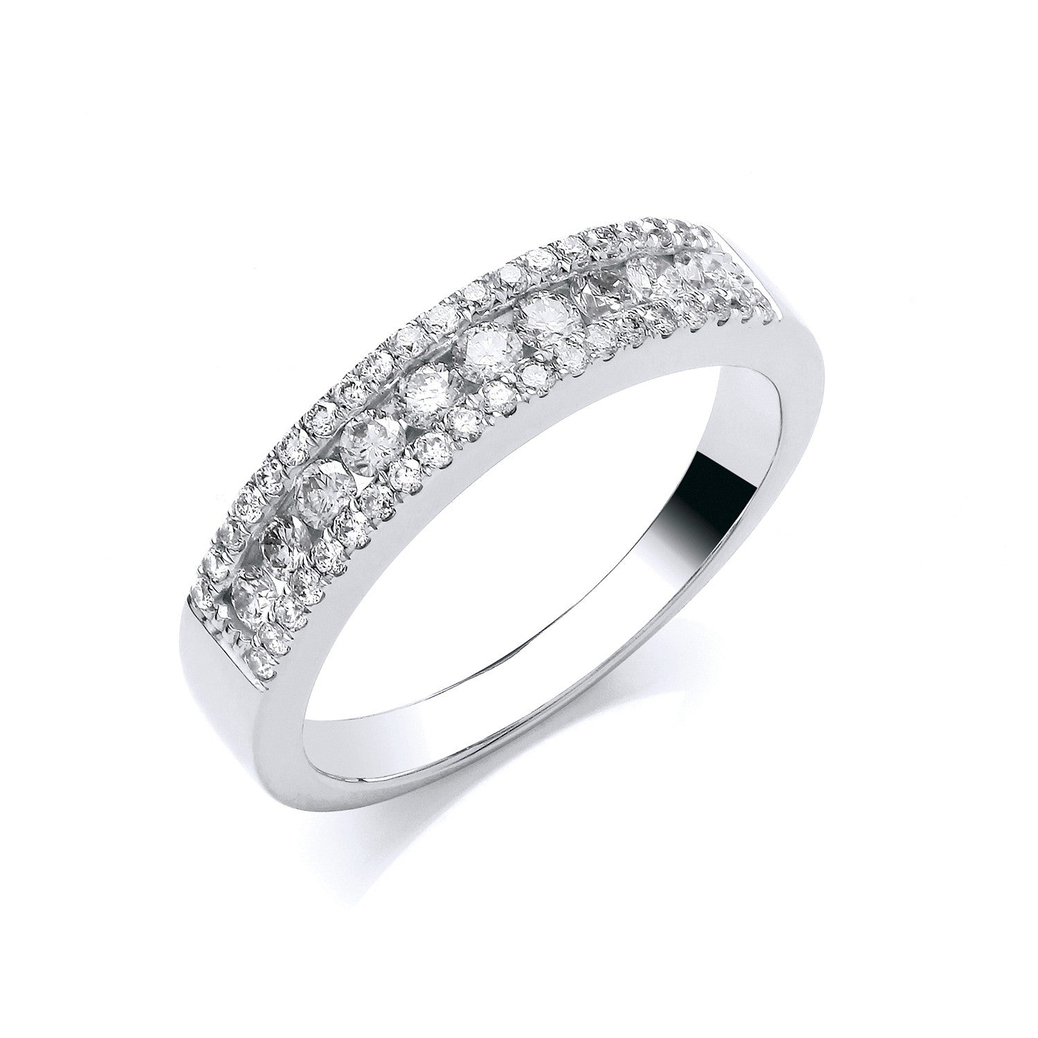 18ct White Gold Half Eternity Ring 4.5mm with 0.50ct Diamond - FJewellery