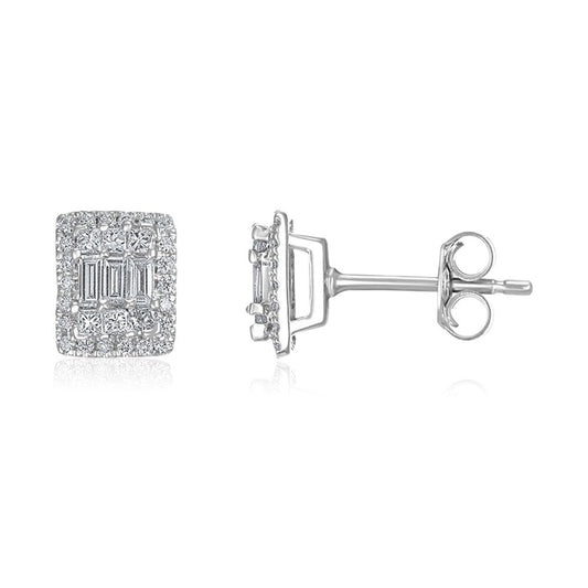 18ct White Gold Studs Set With 0.50ct Diamonds - FJewellery