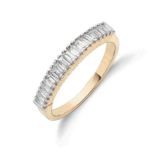 18ct Y Gold .50ct Baguette Cut Diamond Half Eternity Ring - FJewellery