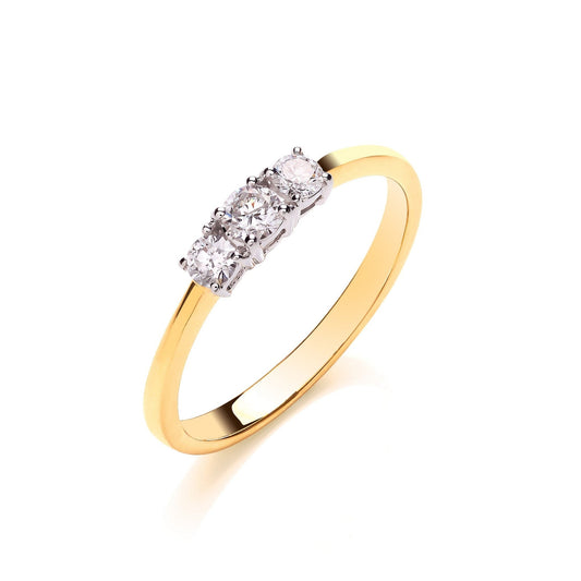 18ct Yellow Gold 0.33ct Diamond Trilogy Ring - FJewellery