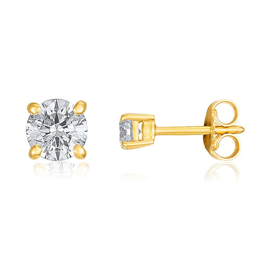 18ct Yellow Gold 0.40ct Claw Set Diamond Stud Earrings - FJewellery