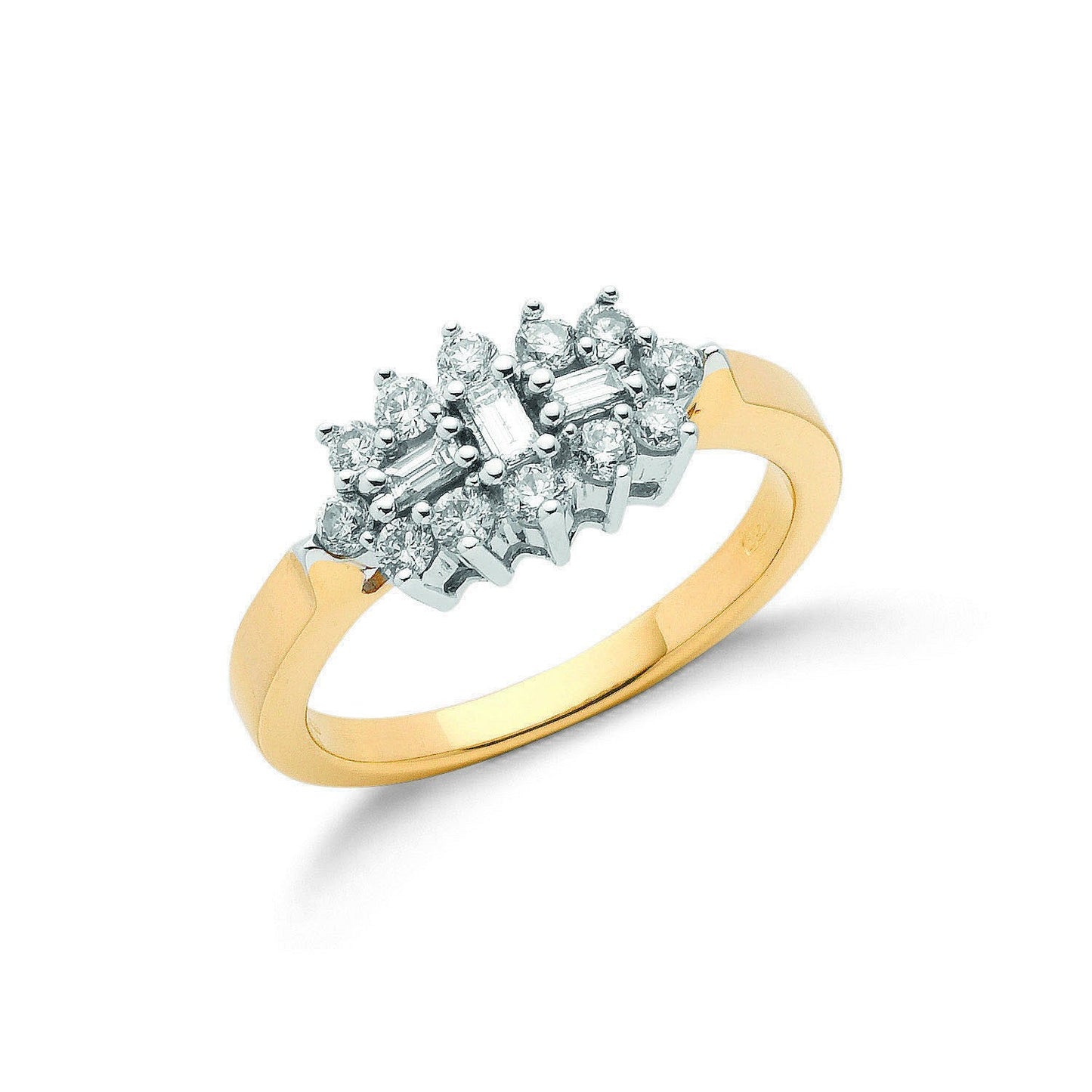 18ct Yellow Gold 0.50ct Diamond Boat/Cluster Ring - FJewellery