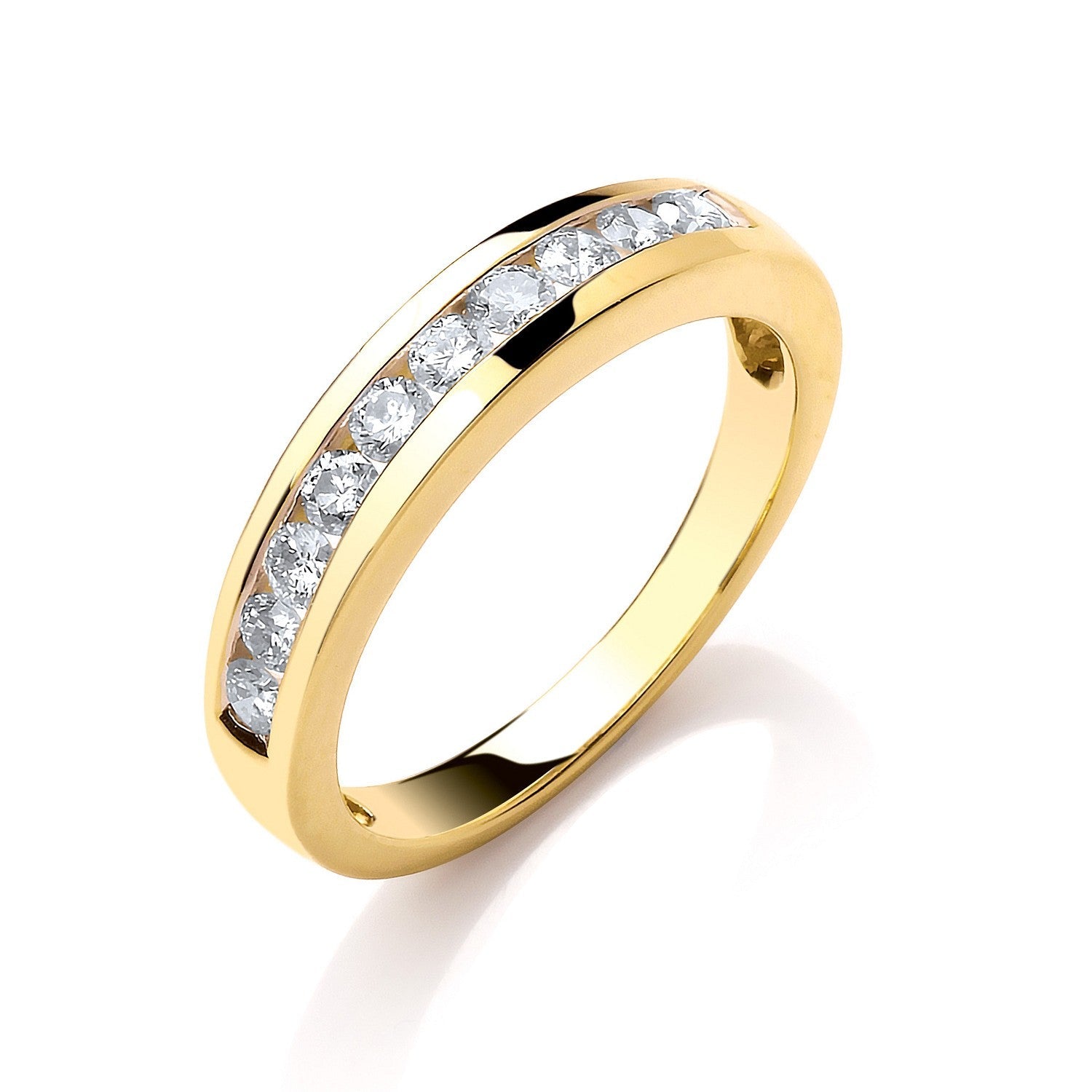 18ct Yellow Gold 0.50ct Diamond Half Eternity Ring 3.5mm - FJewellery