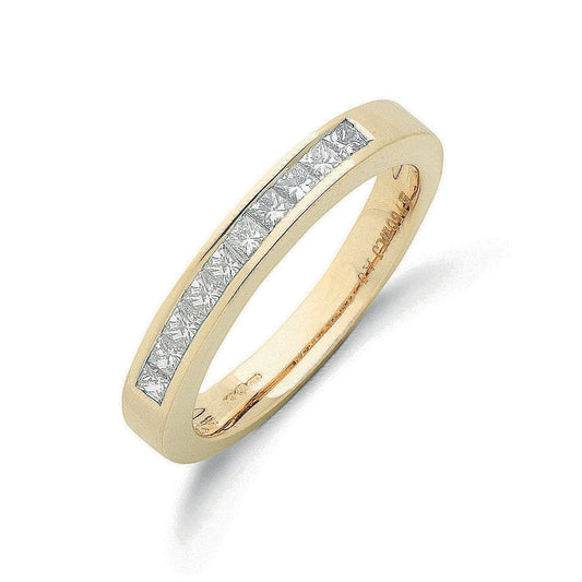 18ct Yellow Gold 0.50ct Diamond Half Eternity Ring - FJewellery