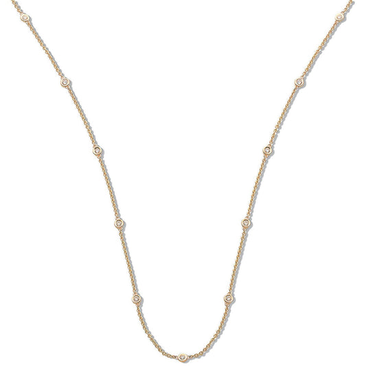 18ct Yellow Gold 0.50ct Rubover Diamond Chain (18in/45cm) - FJewellery