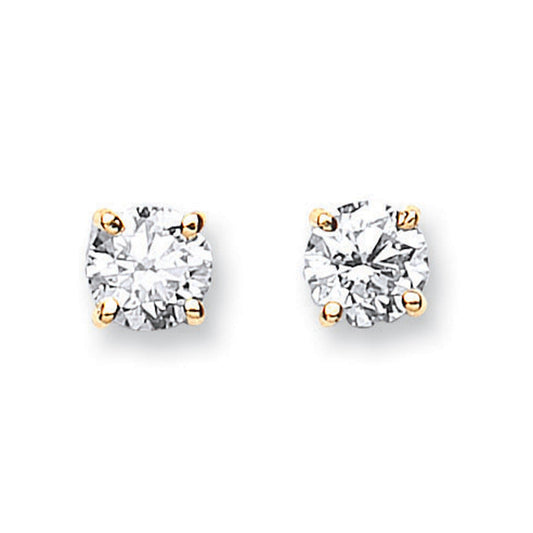 18ct Yellow Gold 1.00ct Claw Set Diamond Stud Earrings - FJewellery