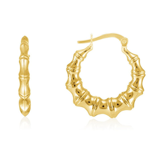 18ct yellow gold Bamboo Creole Earrings PKP0005 - FJewellery