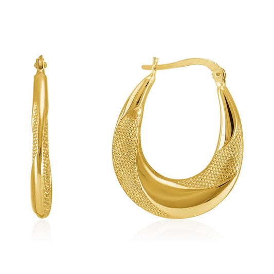 18ct yellow gold Oval Shape Creole Earrings PKP0016 - FJewellery