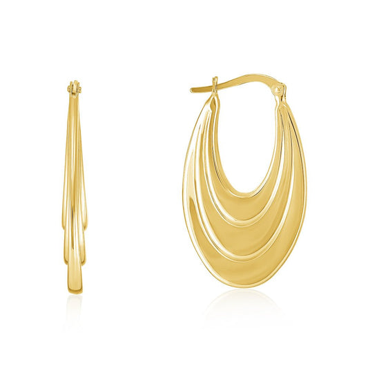 18ct yellow gold Oval Shape Creole Earrings PKP0037 - FJewellery
