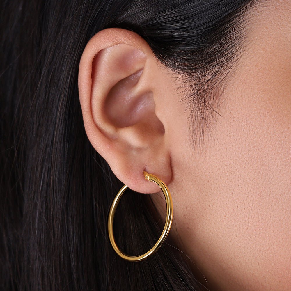 18ct yellow gold Plain Hoop Earrings TE5553 - FJewellery