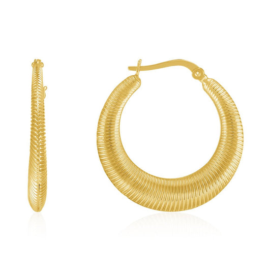 18ct yellow gold Ribbed Creole Earrings PKP0047 - FJewellery